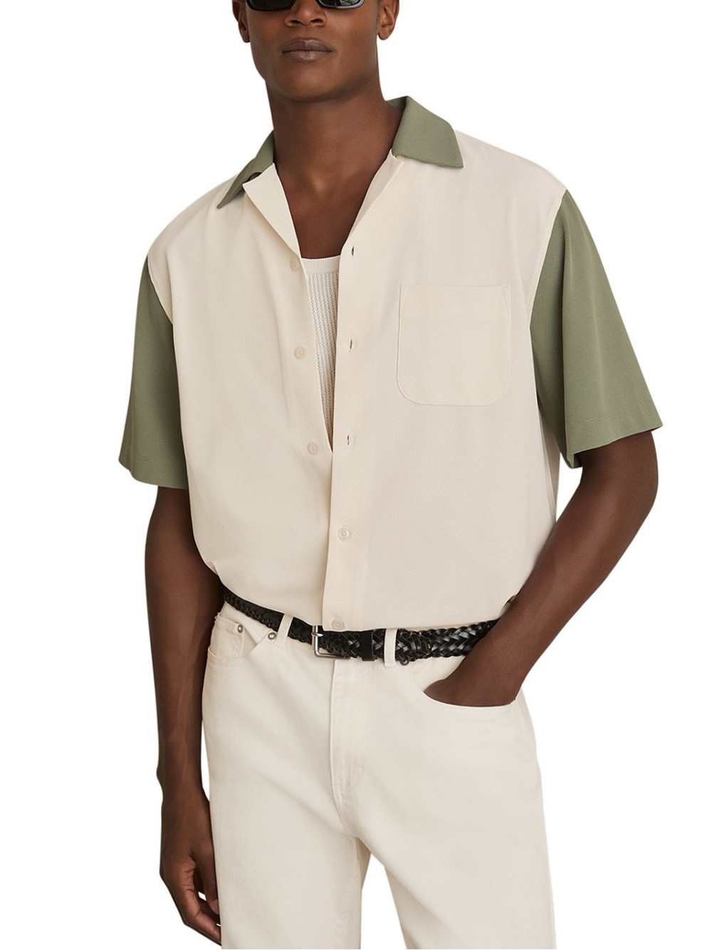 REISS Peza Textured Color Block
Cuban Shirt